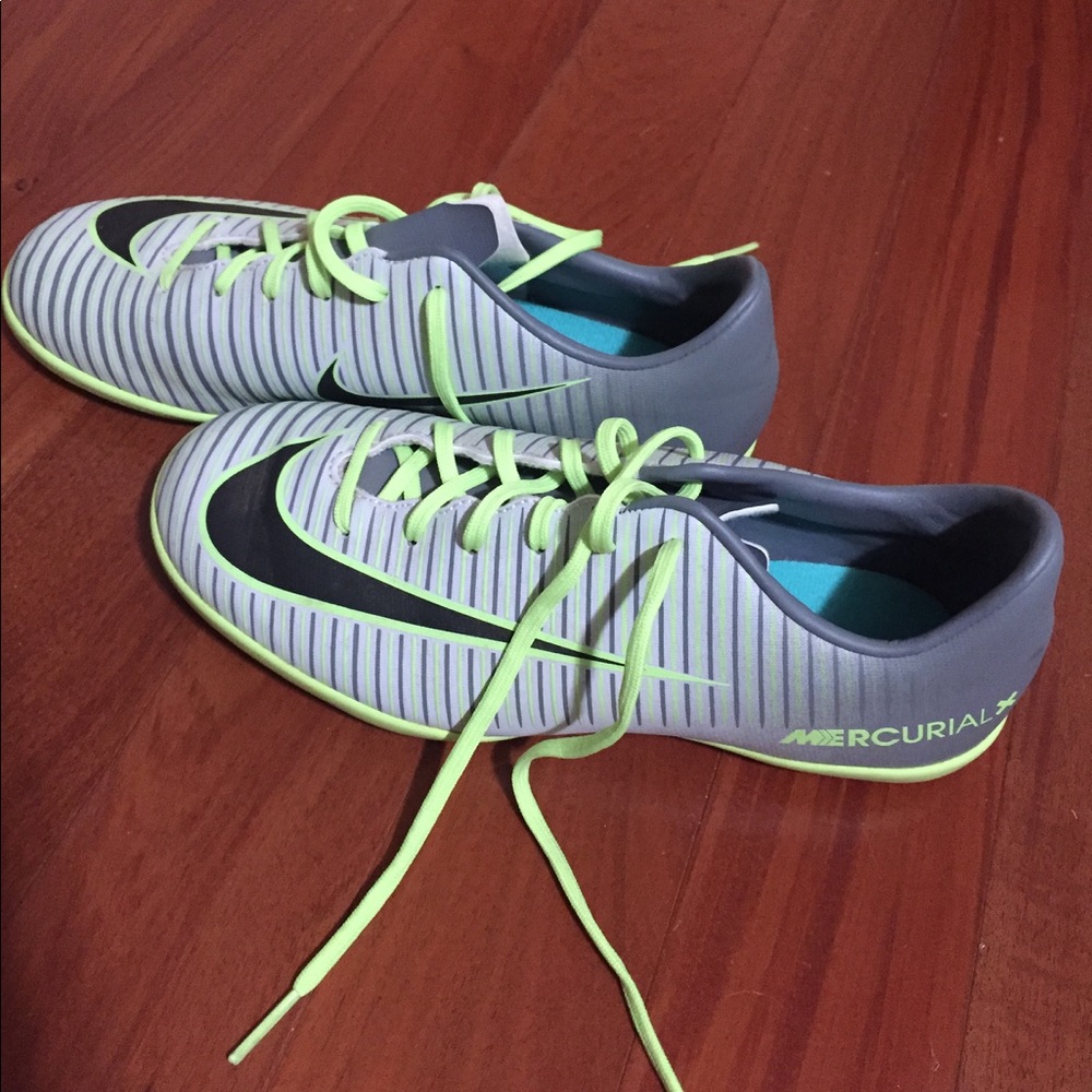 Indoor soccer shoes.